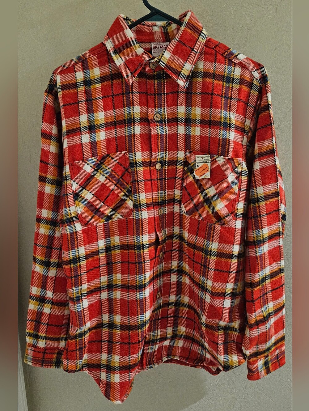 VTG 70s 80s Big Mac JC Penny Shirt Mens Red Plaid Flannel Made in USA Medium NWT